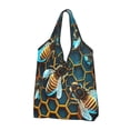 thumbnail image 1 of Honeycomb Bee Starry Bee Honey Reusable Grocery Bags Shopping Totes Foldable Washable Pouch Handbag Storage Bag, 1 of 7