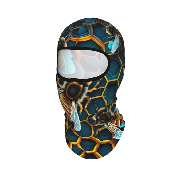 Honeycomb Bee Starry Bee Honey Unisex Balaclava Ski Mask Full Face Cover for Cold Weather & UV Protection, Breathable Cooling Helmet Liner