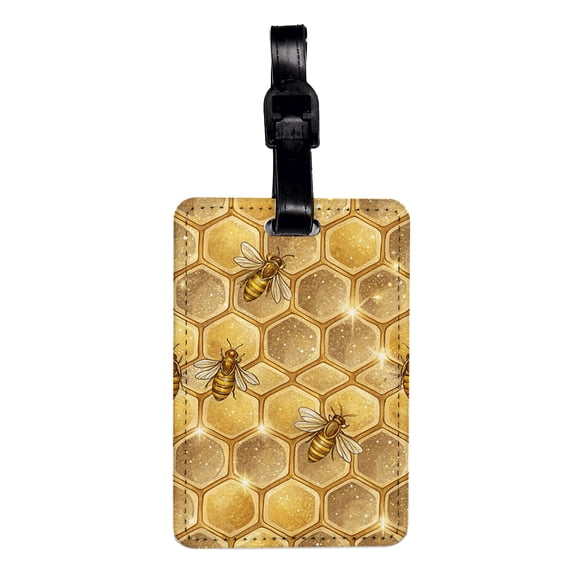 Honeycomb Bees Beautiful Background Faux Leather Travel Luggage Tag