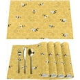 thumbnail image 1 of Honeycomb Bees Placemats Set of 4 Washable Kitchen Dining Table Mats 12 x 18 Inch Modern Cloth Place Mats Non-Slip Heat Resistant Placemats for Home Farmhouse Kitchen Dinner Party Decor, 1 of 6