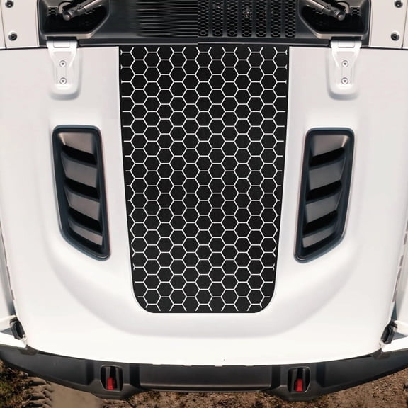 Honeycomb Blackout Hood Vinyl Decal Sticker Compatible with and Fits Jeep Wrangler JL/Fits Jeep Gladiator JT Rubicon