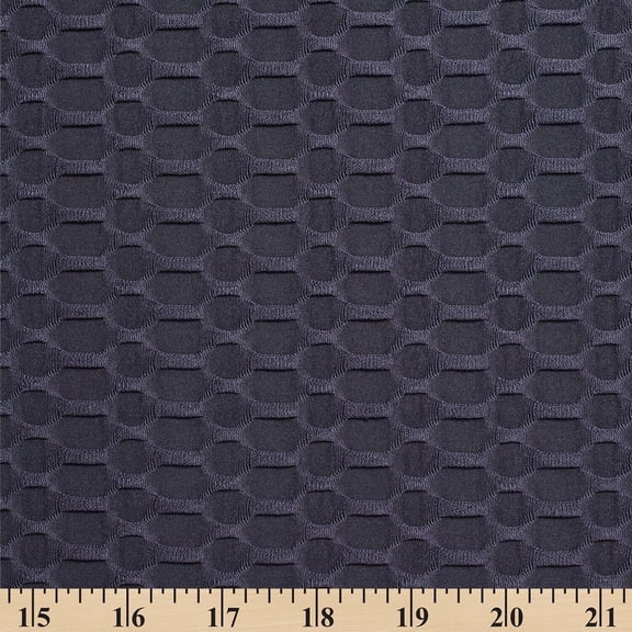 Honeycomb Bubble Jacquard Performance Knit Moisture Wicking Wrinkle Resistant Stretch 59/60" Fabric By The Yard - Navy Blue