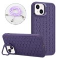 thumbnail image 1 of Honeycomb Case for iPhone 15, [Support Wireless Charging] [With Kickstand] [With Lanyard] Heat Dissipation Breathable Cooling Shockproof Protective Case for iPhone 15,Purple, 1 of 5