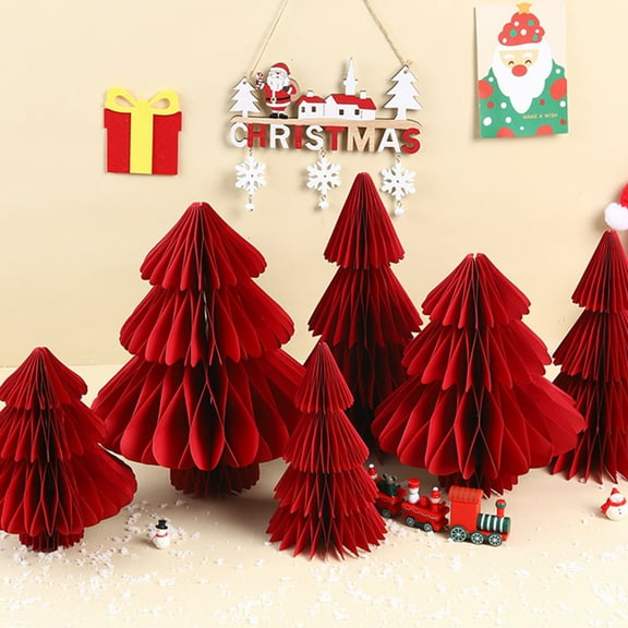 Honeycomb Christmas Tree 3D Honeycomb Table Centerpiece Folding Paper Christmas Tree Ornament for Winter Home Xmas Party Decoration