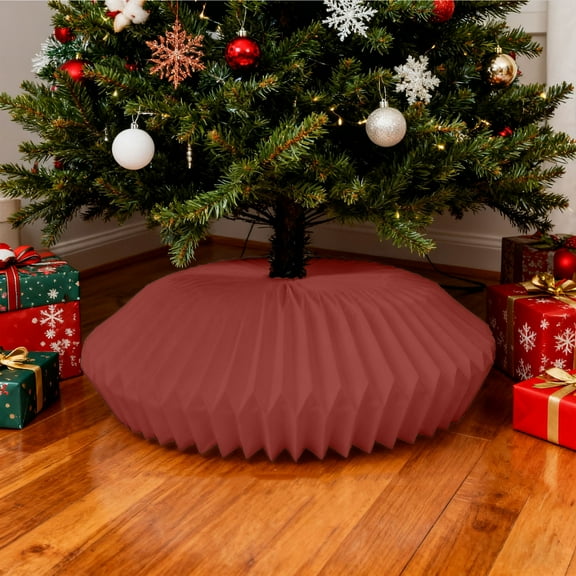 Honeycomb Christmas Tree Collar 23-26 Inch, Foldable Paper Tree Ring Modern Base Cover, Basket Skirt Collar for Artificial Trees Holiday Home Decoration