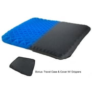Honeycomb Cooling Gel Support Seat Cushion with Non-Slip Breathable Cover - Ergonomic & Orthopedic - Car Office Seat With Flex Back Support Absorbs Pressure Points