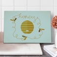 thumbnail image 1 of Honeycomb Cutting Board, Hive Design with Dashed Lines and Bees and Honey Lettering in Cursive, Decorative Tempered Glass Cutting and Serving Board, in 3 Sizes, by Ambesonne, 1 of 5