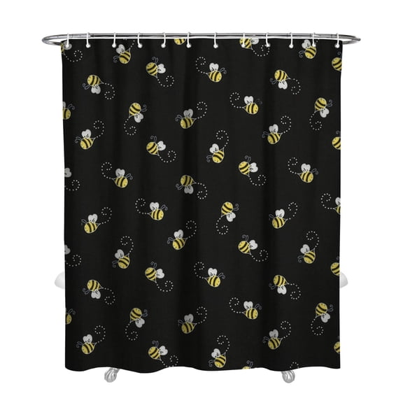 Honeycomb Design Shower Curtain for Bathroom - Cute Bumble Bee & Hive Print Waterproof Quick-Dry Polyester 72x84 Inches with Metal Grommets