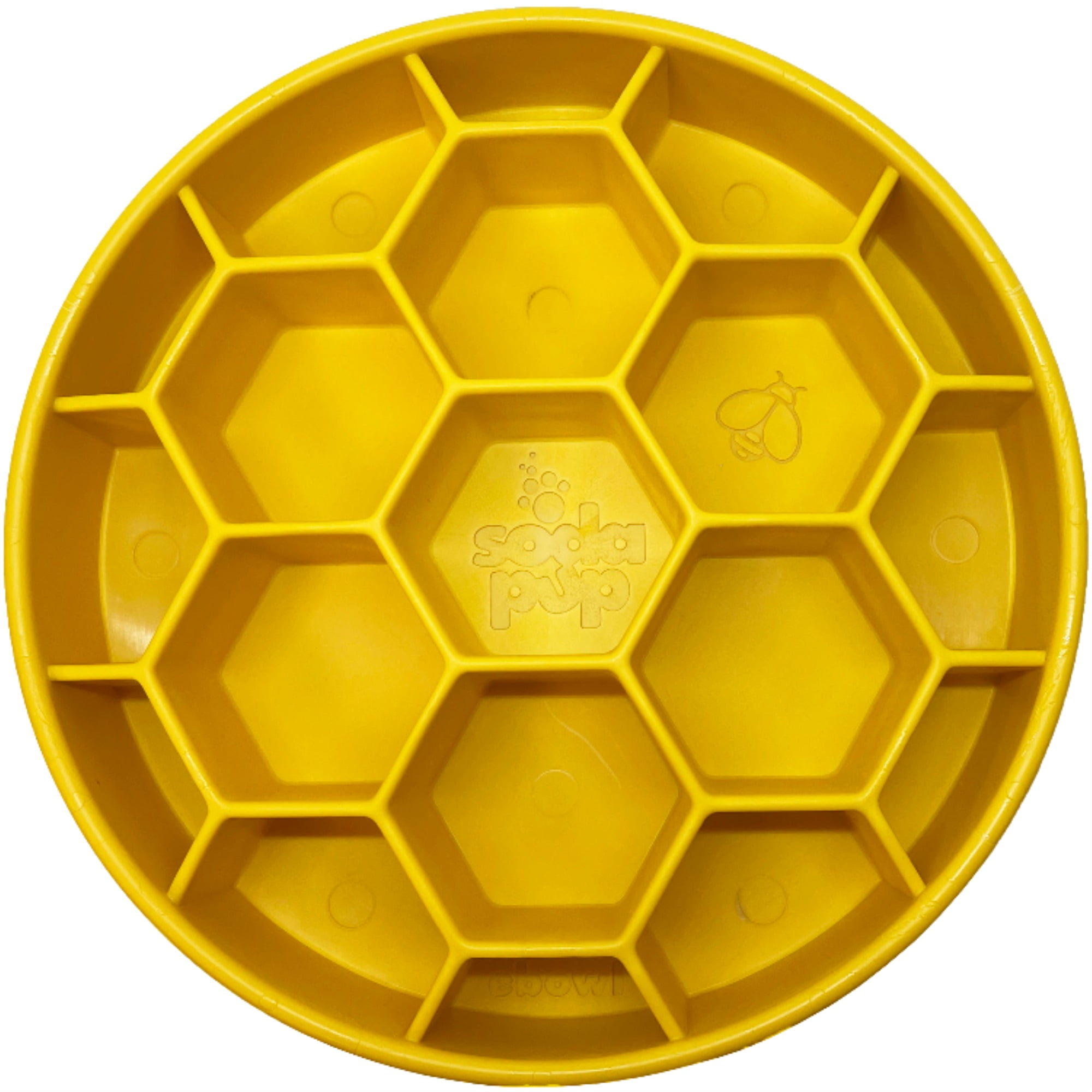 Yellow Honeycomb Design Slow Feeder Dog Bowl