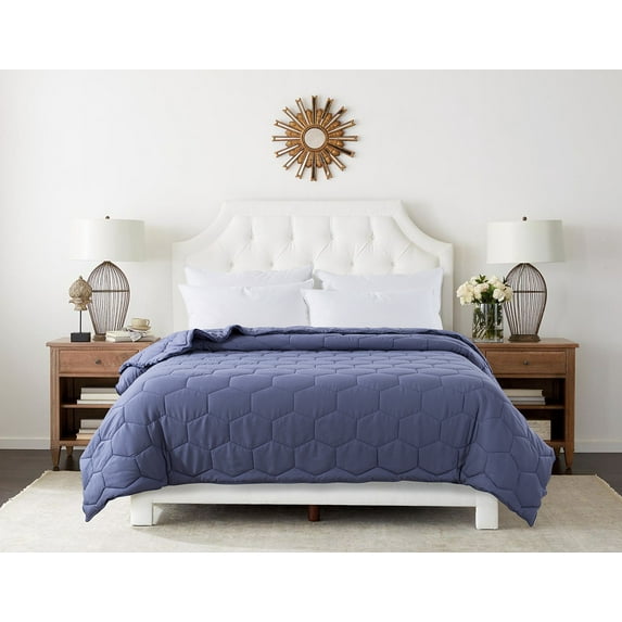 Honeycomb Down Alternative Blanket -Blue Granite/Blue Depths - Twin