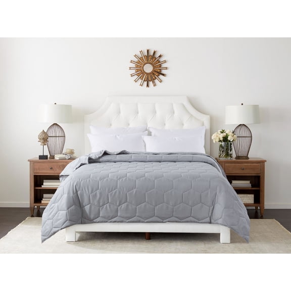 Honeycomb Down Alternative Blanket - Glacier Grey - Full/Queen