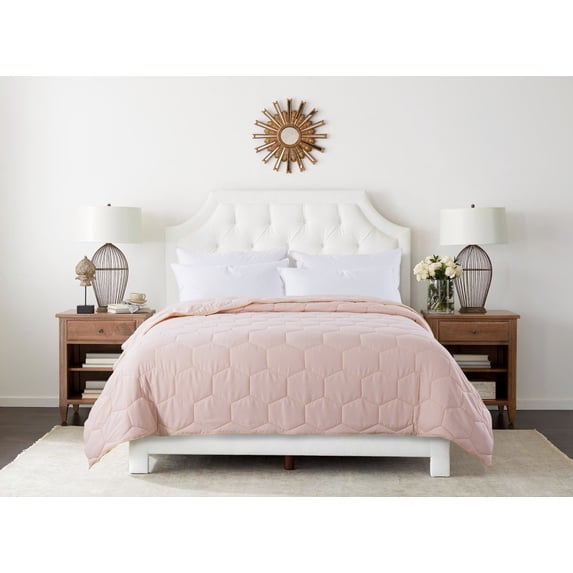 Honeycomb Down Alternative Blanket - Pearl Blush/Spicy Mustard - King
