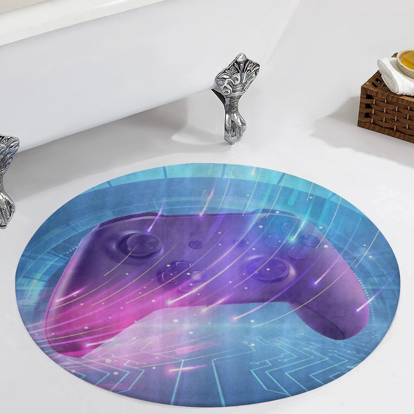 Large Rugs Game Honeycomb Gamer Video Game Round Carpet Circle Rug Outdoor Patio Area ...