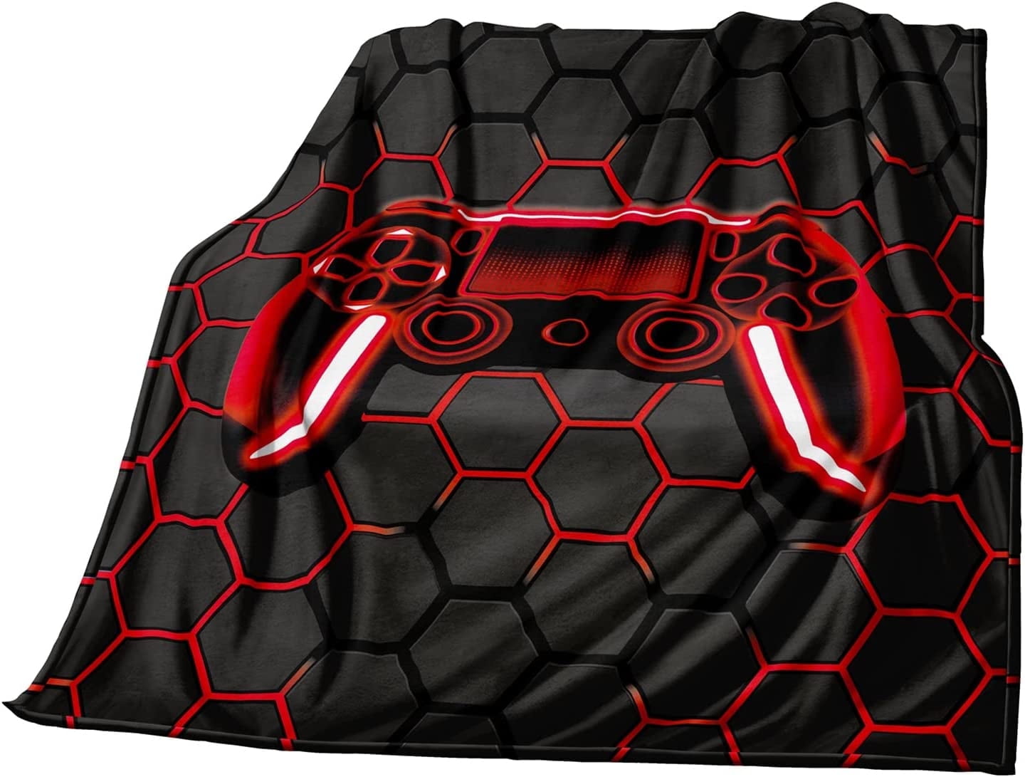 Honeycomb Gaming Blanket for Boys Fleece Cozy Geometric Honeycomb Throw Blanket Video Games Bed Blanket forTeens Kids Game Room Decor Blanket for Bedroom Couch Birthday Gift Blanket(60"x50")