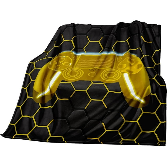 Honeycomb Gaming Blanket for Boys Fleece Cozy Geometric Honeycomb Throw Blanket Video Games Bed Blanket forTeens Kids Game Room Decor Blanket for Bedroom Couch Birthday Gift Blanket(80"x60")