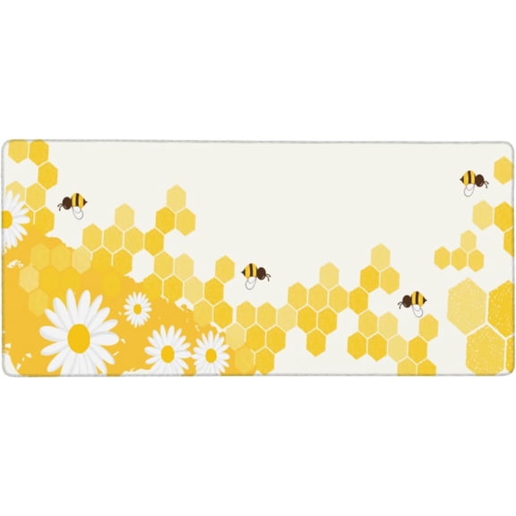 Honeycomb Gaming Mouse Pad XL, Extended Stitched Edges Mousepad, Large Mouse Mat Desk Pad, Long Non-Slip Rubber Base Mice Pad(35.5x16 Inch)