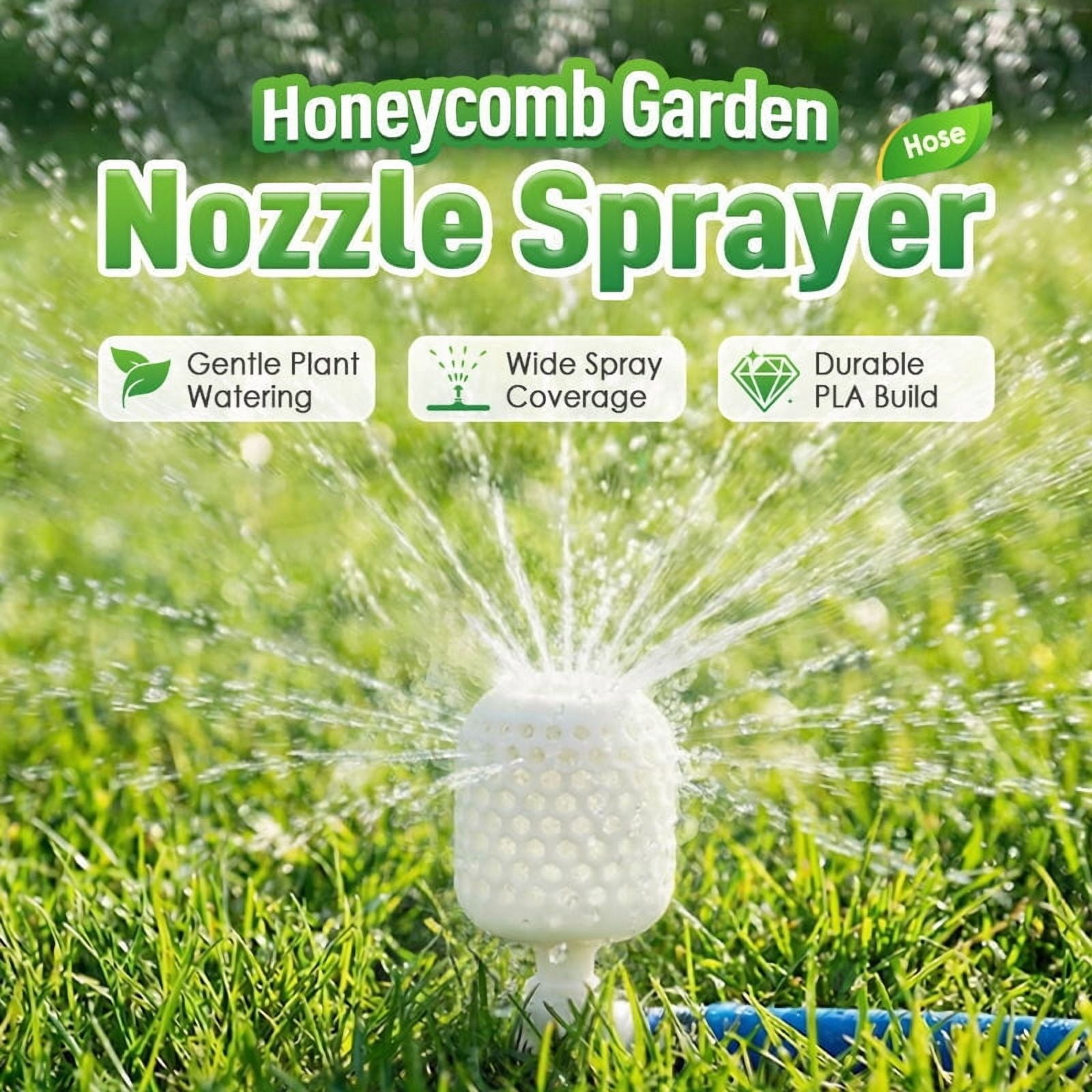 Honeycomb Garden Hose Sprayer Nozzle, Lightweight White Water Sprinkler Head, Universal Fit Watering Tool for Plants, Lawn, and Outdoor Cleaning