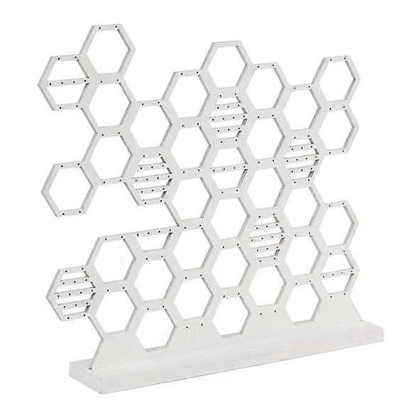 Honeycomb Grid Shelf Wooden Jewelry Rack Vertical Desktop Earring Storage Accessories Display Rack