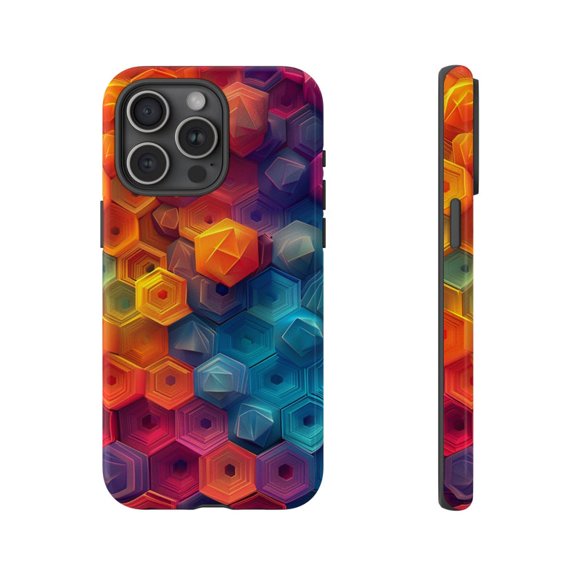 Honeycomb Hexagon Abstract Orange Geometric Modern Artistic Pattern Phone Case for iPhone 11 12 13 14 15 16 17 Pro Max
