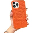 thumbnail image 1 of Honeycomb Hole Heat Dissipation Large Hole Phone case, Skin-Friendly Feel, Magnetic Charging, Drop-Proof, for iPhone 15 14 13 12 11 Pro Max Plus Phone case (Orange,iPhone 13 Pro Max), 1 of 7
