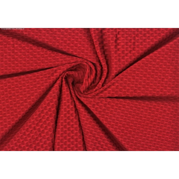 Honeycomb Jacquard Stretch Hennessy 340 GSM Fabric - Yoga, Sewing (RED, ByYard)