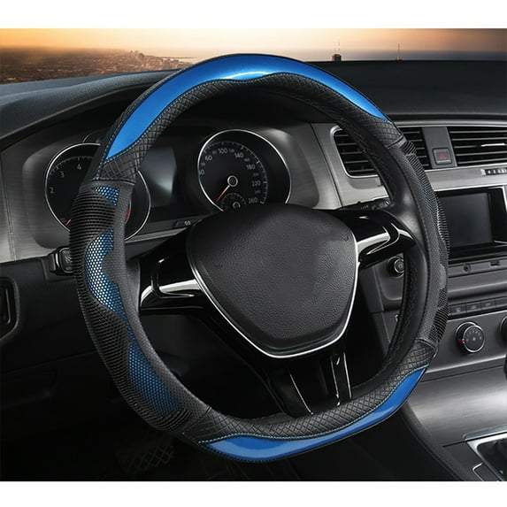 Honeycomb Leather Car Steering Wheel Cover, Non-Slip Universal Wheel Protector for Men and Women, Fashionable D-Shaped Grip, Comfortable Anti-Slip Interior Accessory