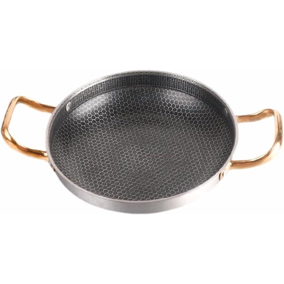 Honeycomb Nonstick Frying Pan - 14.17 Inch Thickened Stainless Steel Dry Pot with Dual Handles for Seafood and Crayfish Cooking