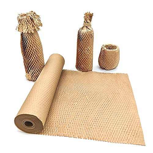 Honeycomb Packing Paper, 15" x 131' Packing Paper Substitute Alternative for Bubble Cushioning Wrap for Moving Shipping Packaging, Recyclable Moving Supplies Bubble Packing Wrap Protective Roll