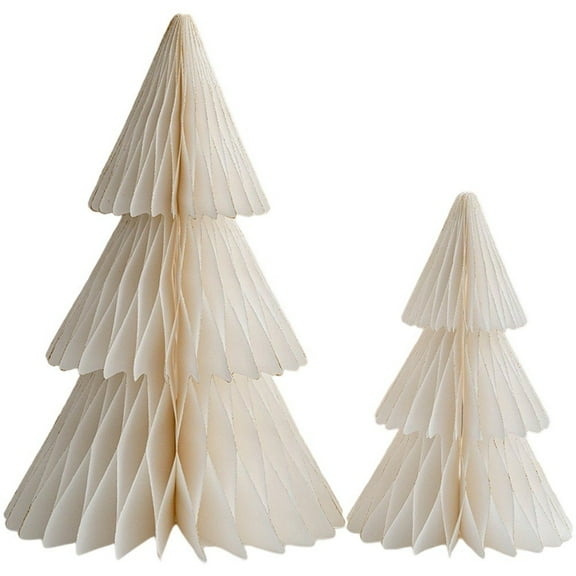 Honeycomb Paper Christmas Tree, 2pcs Mini Christmas Tree Decoration, Xmas Tree Table Ornaments Paper Christmas Decoration for Home New Year Party