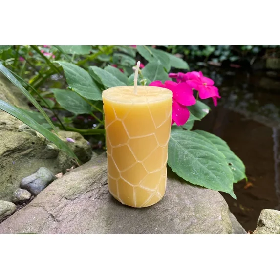 Honeycomb Pattern Beeswax Pillar Candle, All Natural Bees Wax Candles, Honey ??
