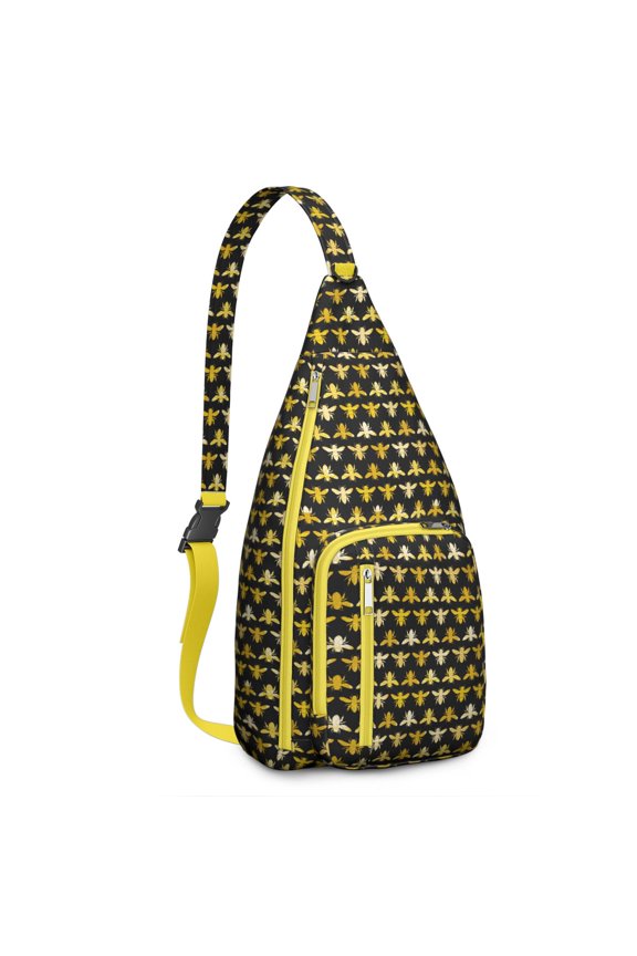 Honeycomb Pattern Sling Backpack - Water-Resistant Crossbody Bag for Outdoor, Tactical Chest Pack with Bee Design (Lightweight, Breathable, Unisex Gift for Bee Lovers)