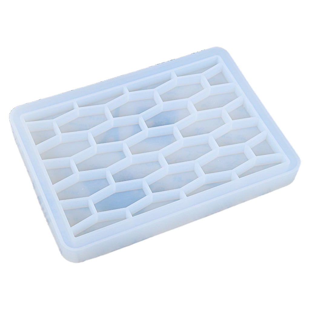 Honeycomb Rectangle Tray Epoxy Resin Mold DIY Serving Board Plate Silicone Mould