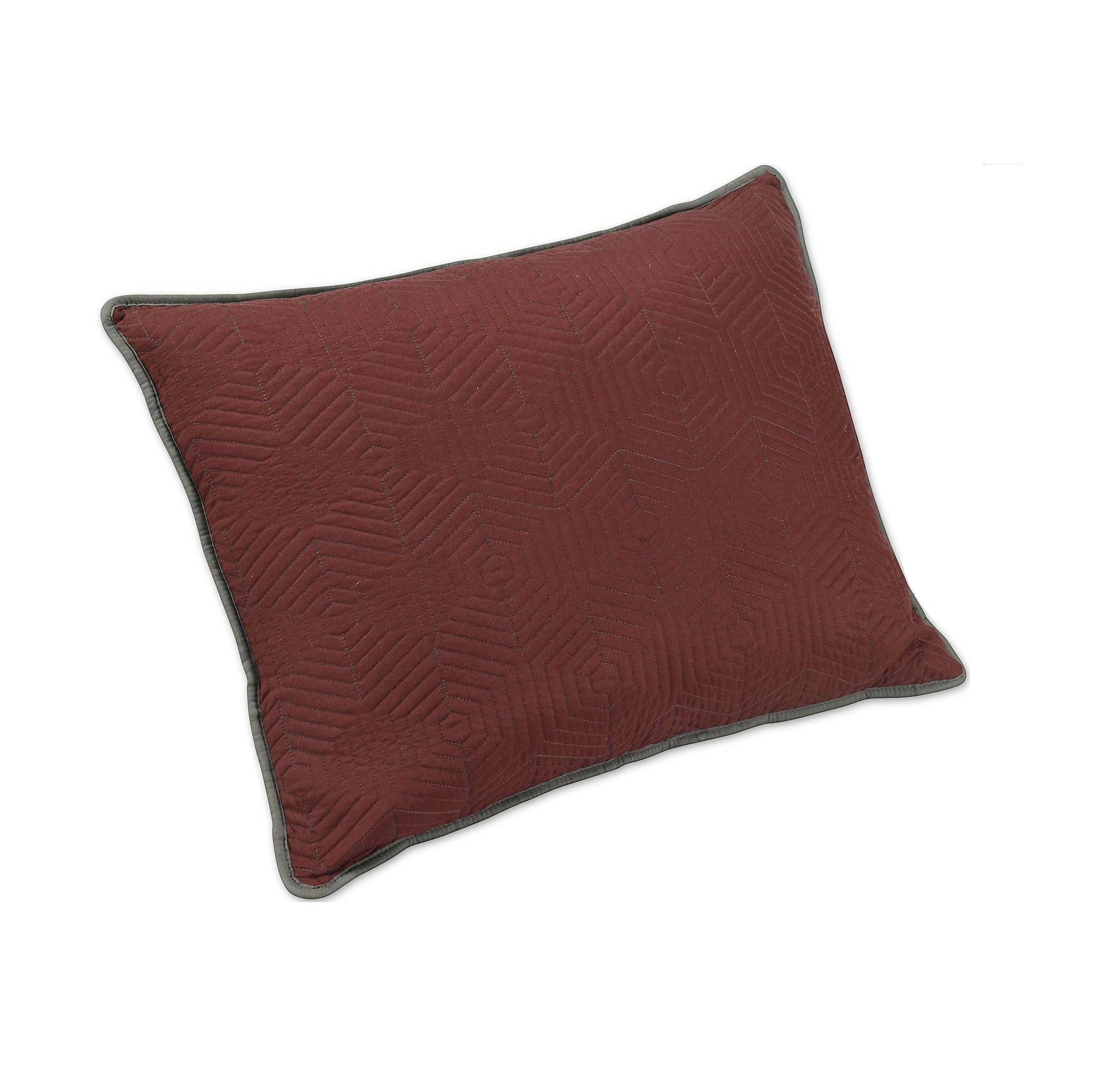 King Size Russet Red and Dark Grey Embroidered Cotton Polyester Sham