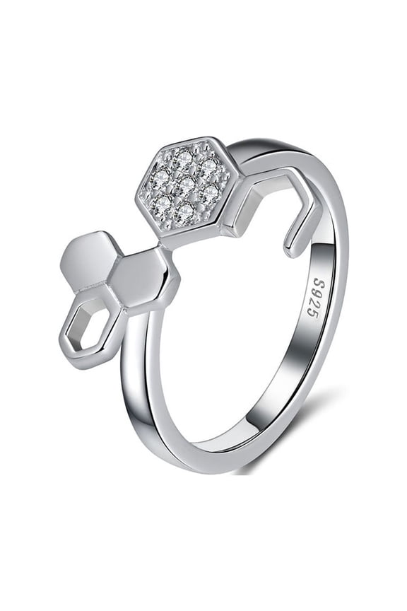 Honeycomb Ring for Women Cz Sterling Silver Bee Jewelry Ginger Lyne Collection