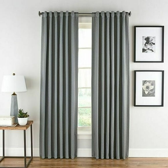 Honeycomb Rod Pocket and Back Tab Curtain Panel - Steel Blue - Size: 84"