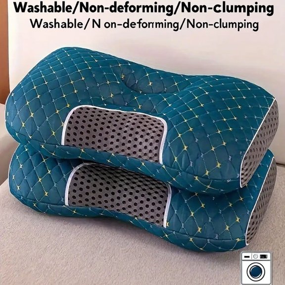 HGmart Honeycomb Shape Knit Massage Neck Pillow Partition to Help Sleep, Highquality Filling Bedding, 1 Pack, Atrovirens