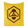 thumbnail image 1 of Honeycomb Soft Flannel Fleece Blanket, Hexagon and Bee Design Simplistic Composition Monochrome Silhouette Animal, Cozy Plush for Indoor and Outdoor Use, 50" x 70", Brown and Yellow, by Ambesonne, 1 of 5