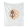 thumbnail image 1 of Honeycomb Soft Flannel Fleece Throw Blanket, Beekeeping Themed Composition Minimalist Illustration Hexagons, Cozy Plush for Indoor and Outdoor Use, 50" x 70", Earth Yellow Beige, by Ambesonne, 1 of 5