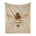 thumbnail image 1 of Honeycomb Soft Flannel Fleece Throw Blanket, Honey Bee Portrait with Geometrical Shapes Vintage Style Pattern, Cozy Plush for Indoor and Outdoor Use, 70" x 90", Beige Brown Earth Yellow, by Ambesonne, 1 of 5