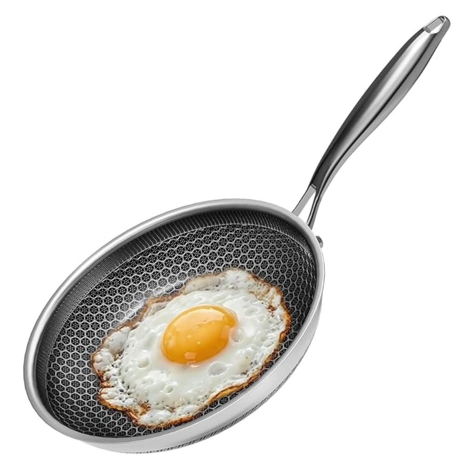 Honeycomb Stainless Steel Nonstick Frying Pan, Induction Cooktop Compatible Skillet, -Free Scratch-Proof, Dishwasher & Oven Safe, Stay-Cool Handle, Silver Kitchen Cookware