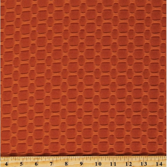 Honeycomb Texture Knit Solid Burnt Orange Stretch Polyester/Spandex Blend Fabric by the Yard (D452.42)