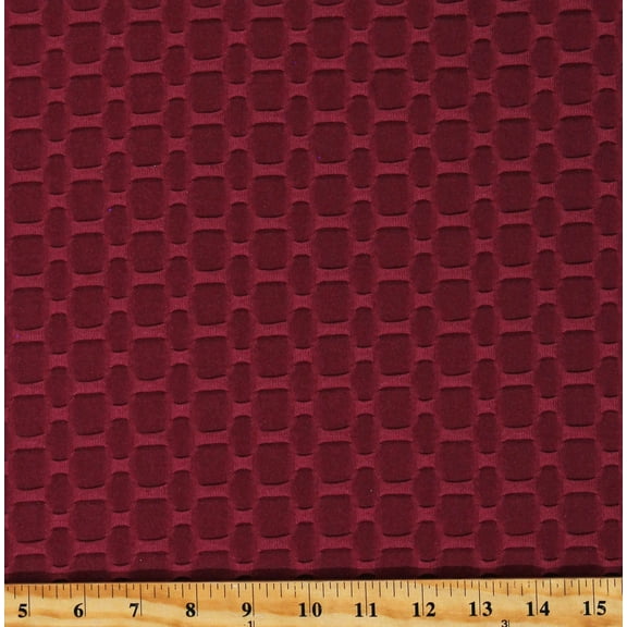 Honeycomb Texture Knit Solid Wine Burgundy Stretch Polyester/Spandex Blend Fabric by the Yard (D452.40)
