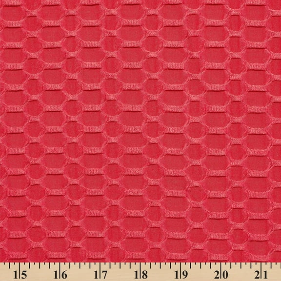 Honeycomb Texture Stretch Knit Red Solid Fabric by the Yard