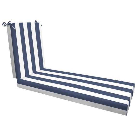 Honeycomb Cabana Stripe Blue and White Chaise Lounge Cushion