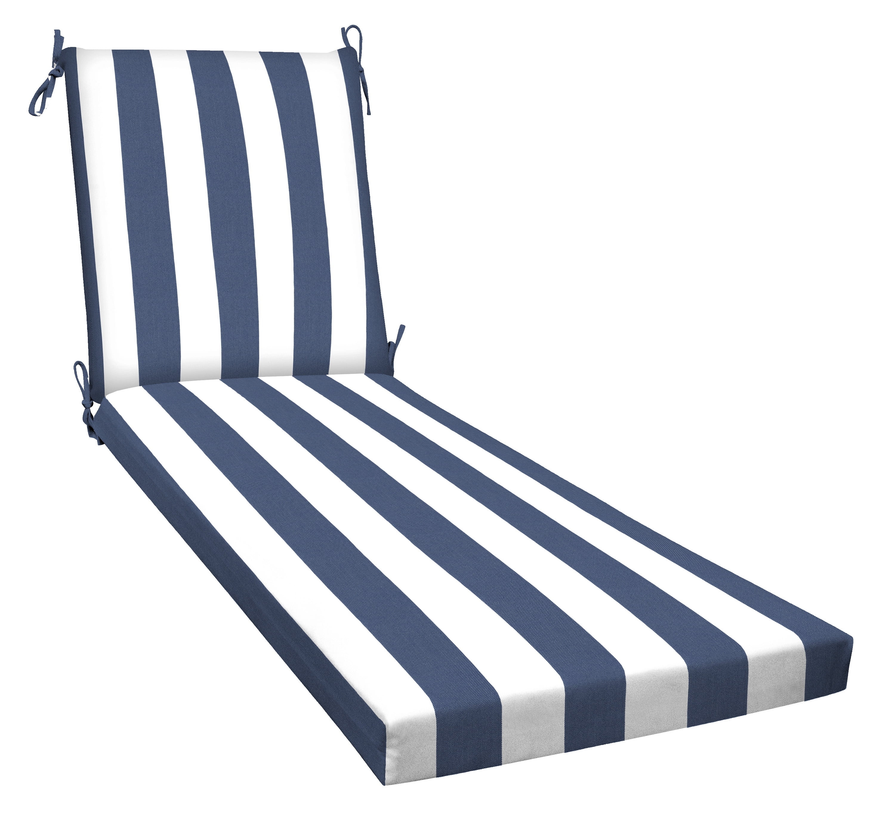 Navy and White Striped Polyester Chaise Lounge Cushion