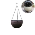 thumbnail image 1 of Honeycomb Textured Self Watering Hanging Planter Basket, Plastic Auto-Absorb Water Hanging Flower Pot with Metal Chain, Indoor Outdoor Hanging Basket for Orchid Succulent Trailing Plants,Coffee, 1 of 5