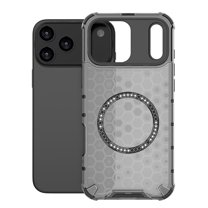 Honeycomb Transparent Case for iPhone 17 Pro Max, Compatible with MagSafe Accessories Wireless Charging Slim Anti-Scratch Shockproof Dual Layer Cover Case for iPhone 17 Pro Max - Black