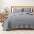 thumbnail image 1 of Honeycomb Waffle Garment Washed 3-Piece Cotton Quilt Set, Full/Queen, Denim Blue, 1 of 7