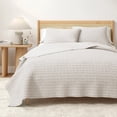 thumbnail image 1 of Honeycomb Waffle Garment Washed 3-Piece Cotton Quilt Set, Full/Queen, Light Grey, 1 of 7