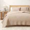 thumbnail image 1 of Honeycomb Waffle Garment Washed 3-Piece Cotton Quilt Set, King, Cappuccino, 1 of 7